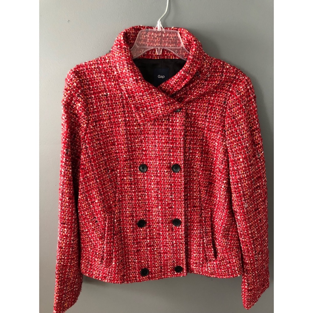 Gap Red Tweed Pea coat